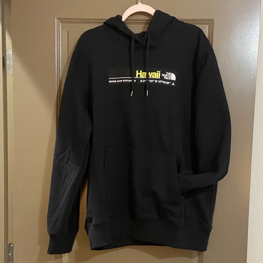 The North Face Black Hoodie with Yellow Hawaii Print